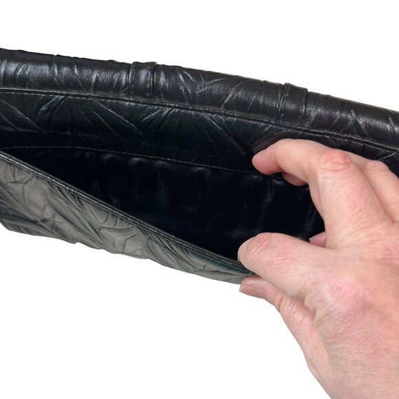 Jessica McClintock purse black leather chain strap evening bag VTG 80's - Picture 4 of 7